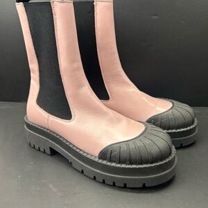 Anthropologie Maeve Chelsea Boots Light Pink Genuine Leather Size 37 US 7